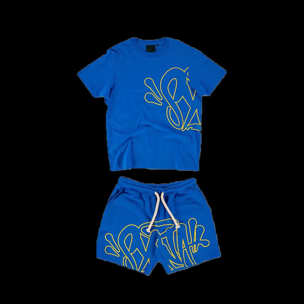 T-SHIRT & SHORTS LOGO SET (BLUE / YELLOW)
