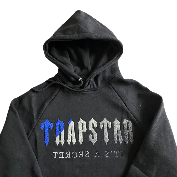 TRAPSTAR CHENILLE DECODED HOODED TRACKSUIT (BLACK/BLUE))