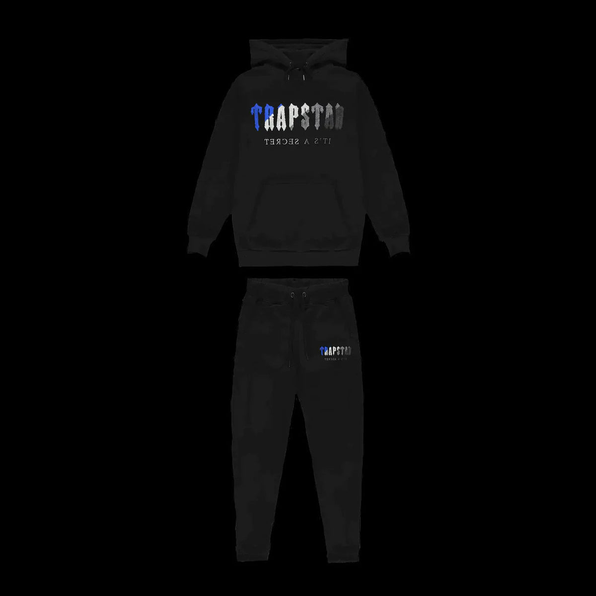TRAPSTAR CHENILLE DECODED HOODED TRACKSUIT (BLACK/BLUE))