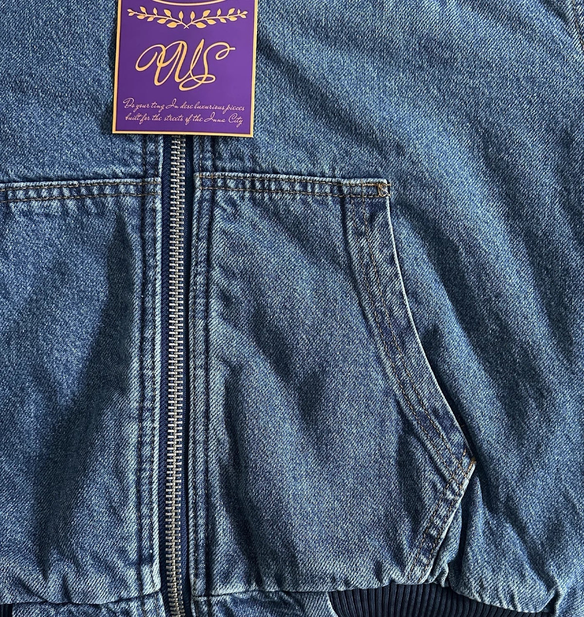 EMBOSSED C-STAR DENIM JACKET (BLUE)