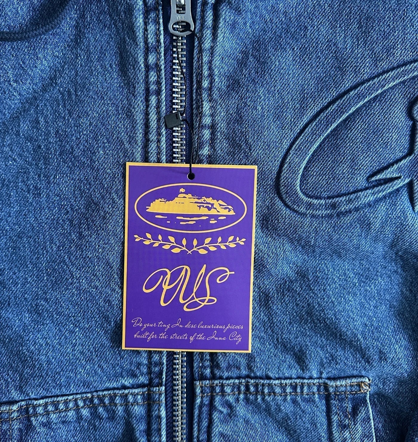 EMBOSSED C-STAR DENIM JACKET (BLUE)