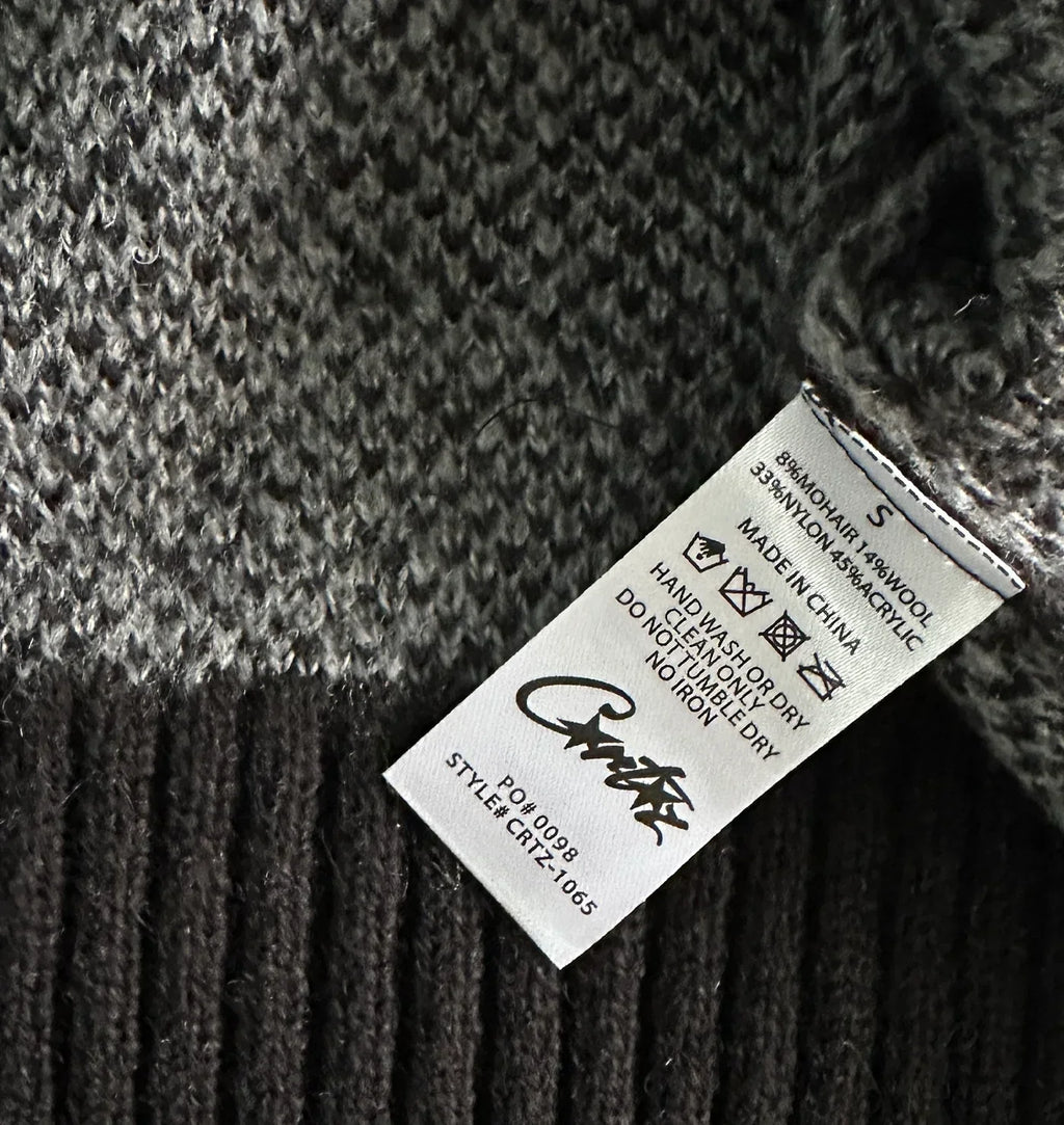 MOHAIR FUZZY COLLAR SWEATER (BLACK CAMO)
