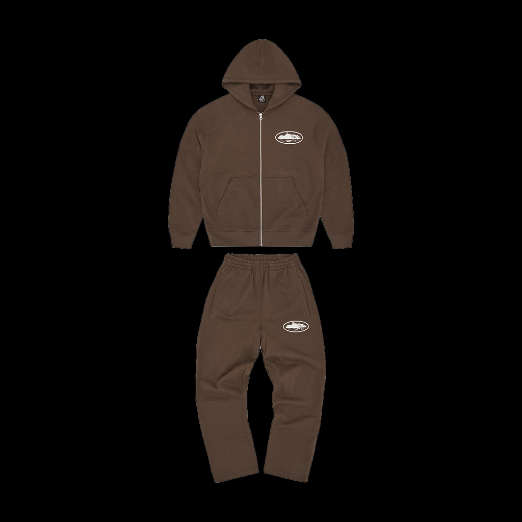 ISLAND PUFF PRINT ZIP TRACKSUIT (BROWN)