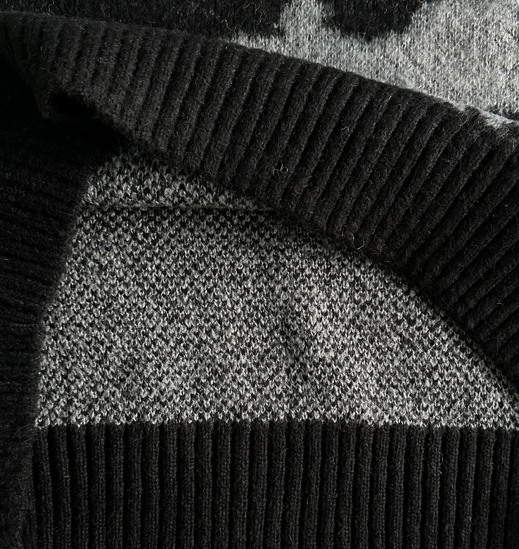MOHAIR FUZZY COLLAR SWEATER (BLACK CAMO)