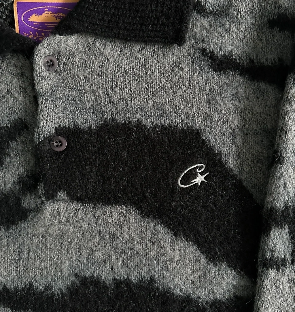 MOHAIR FUZZY COLLAR SWEATER (BLACK CAMO)