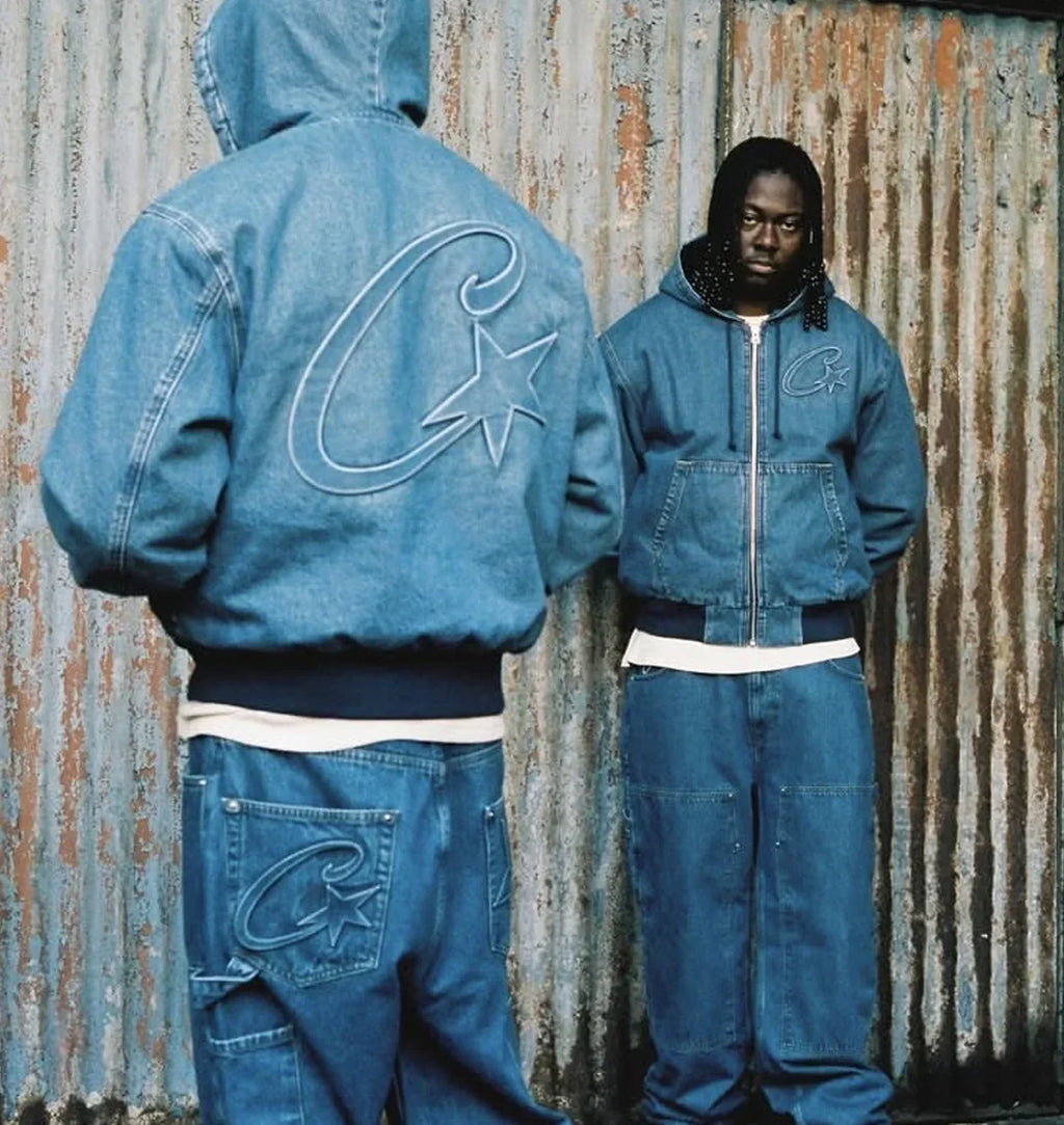 EMBOSSED C-STAR DENIM JACKET (BLUE)
