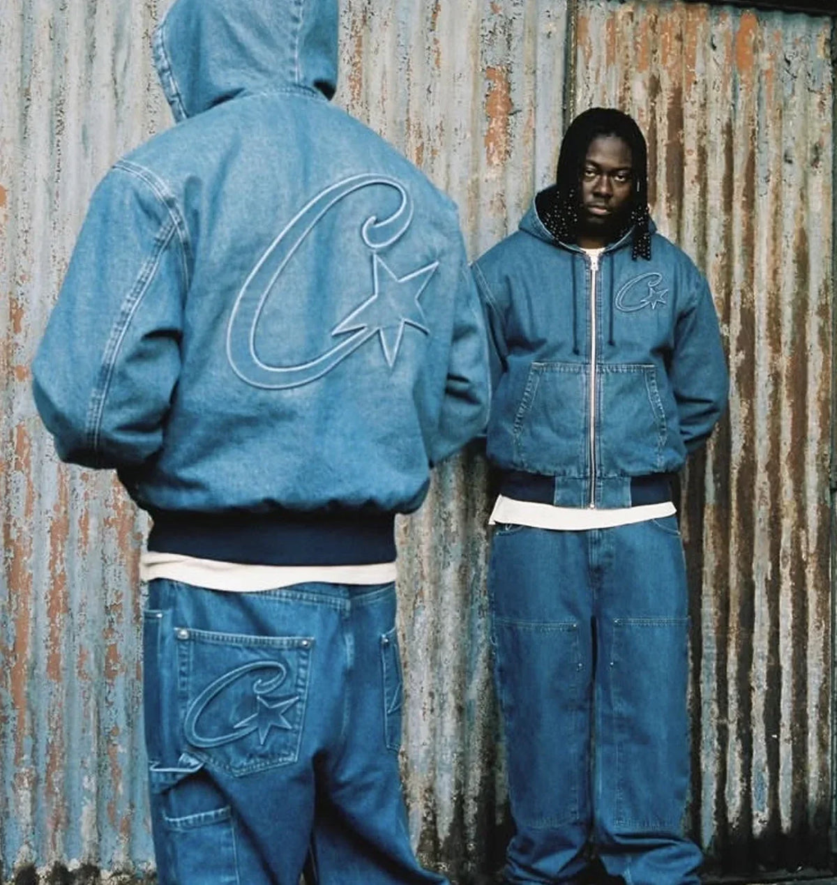 EMBOSSED C-STAR DENIM JACKET (BLUE)
