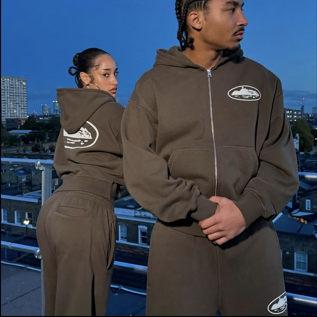 ISLAND PUFF PRINT ZIP TRACKSUIT (BROWN)