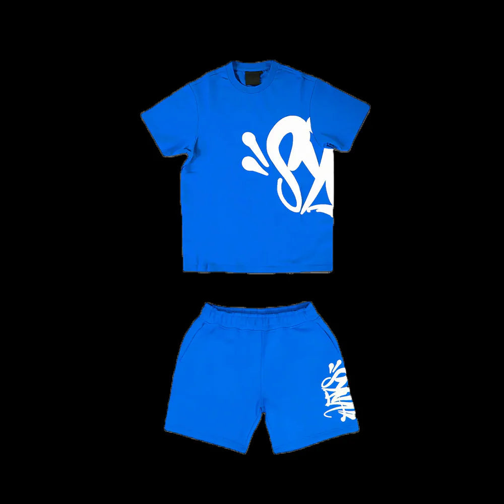 T-SHIRT & SHORTS LOGO SET (BLUE / WHITE)