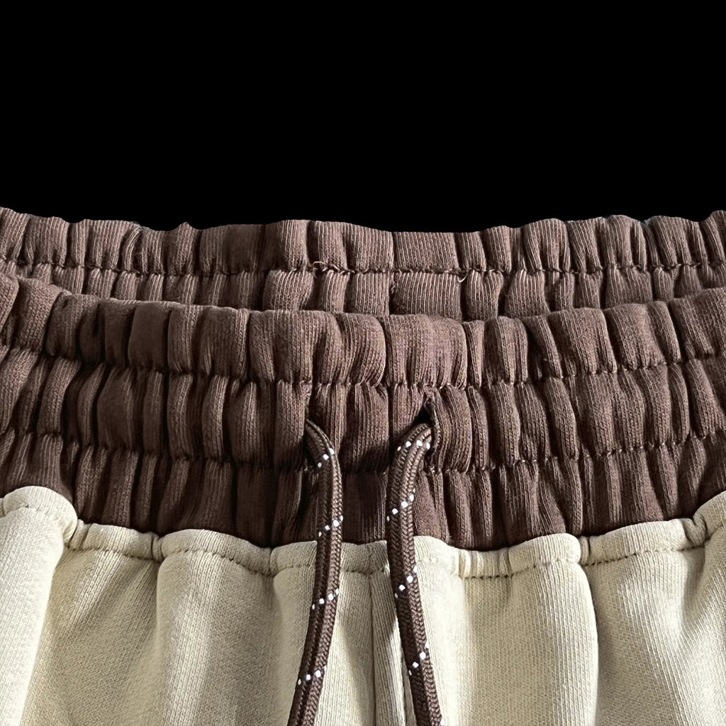 PIPE HOODIE & SHORT SET (BEIGE/BROWN)