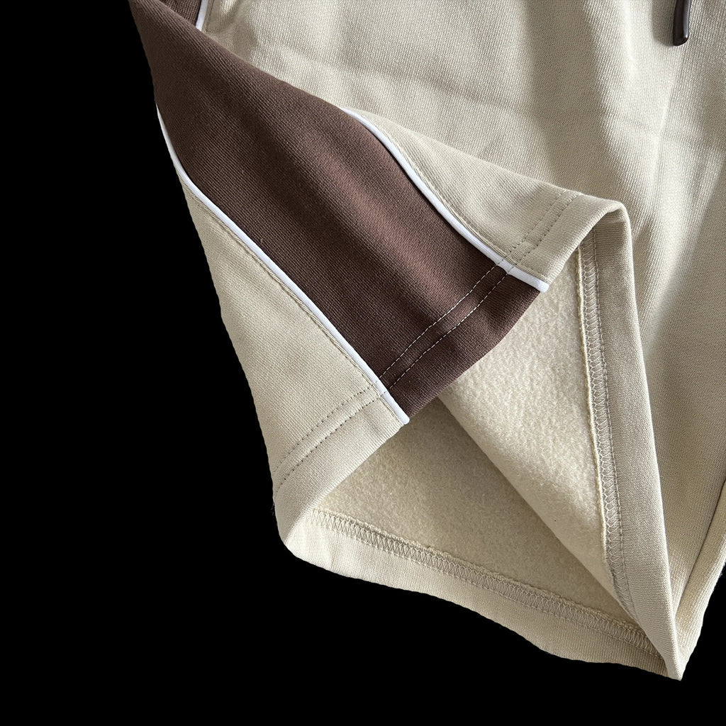 PIPE HOODIE & SHORT SET (BEIGE/BROWN)