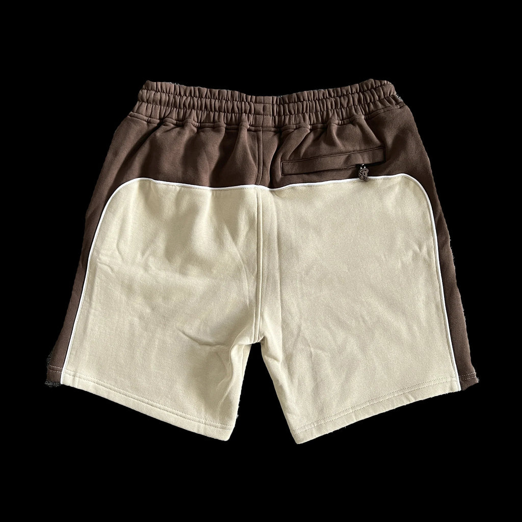 PIPE HOODIE & SHORT SET (BEIGE/BROWN)